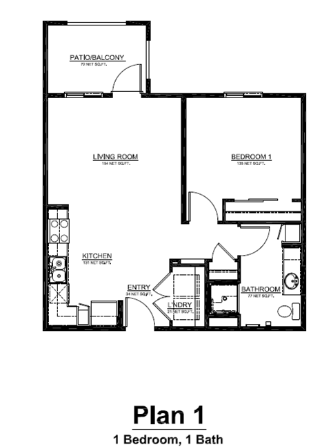 One BR Floorplan